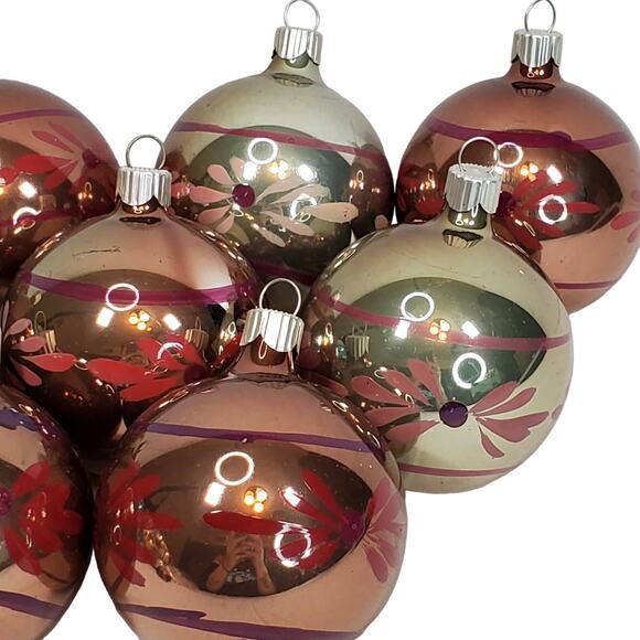 Vtg Martha Stewart MSE Christmas Ornament Painted Slivered Glass 3" Lot of 9 - Picture 6 of 12